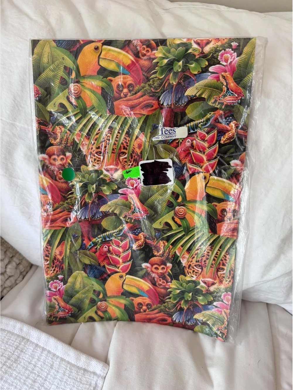 Vintage 90s Human-i-Tees Gift Wrap Sheets Tropical Rainforest Jungle Wildlife